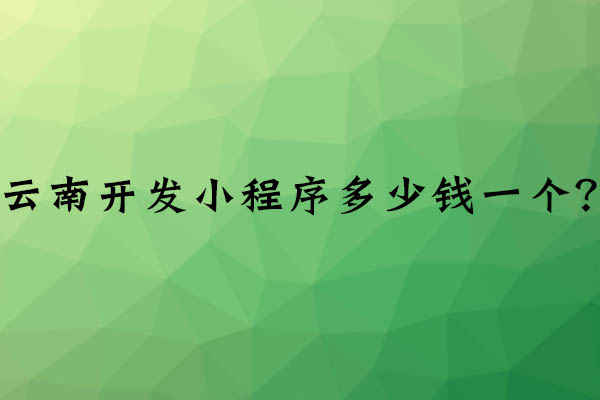 云南開發(fā)小程序多少錢一個？